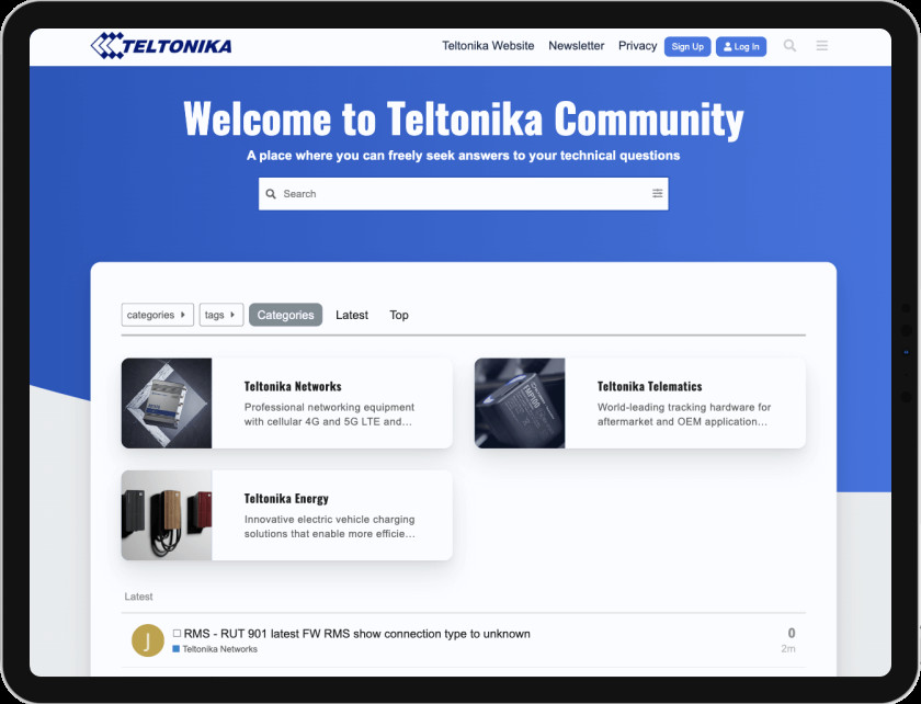 teltoni crowd support page in tablet